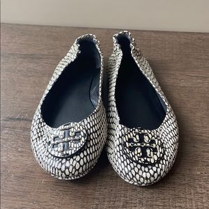 Tory Burch Snakeskin Minnie Flat